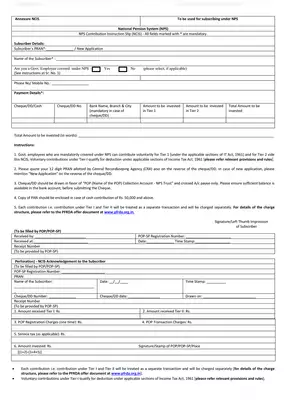 NPS Contribution Instruction Slip