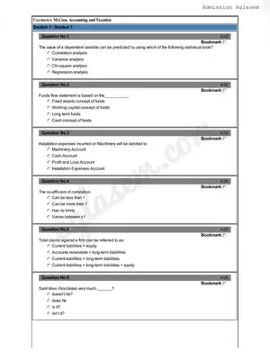 Pondicherry University M.Com Accounting and Taxation Entrance Exam 2018