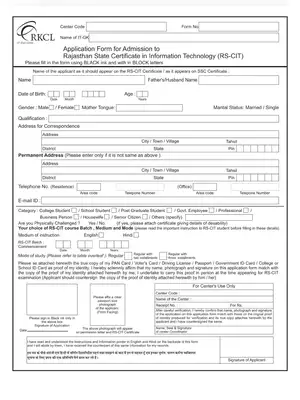 RSCIT Admission Form