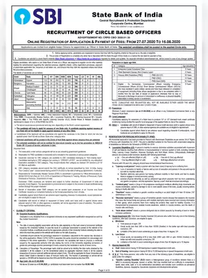 SBI CBO Notification 2020