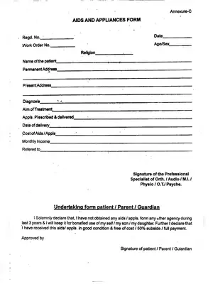 Appliances and Aids Application Form Odisha