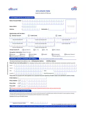 Citibank KYC Form