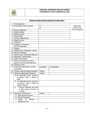 CRPF Offline Application Form 2020