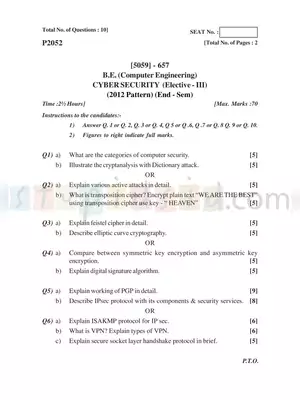 Cyber Security Exam Question Paper 2016