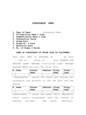 Haryana Conveyance Deed Template