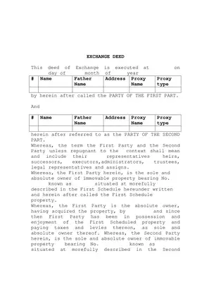 Haryana Exchange Deed Template