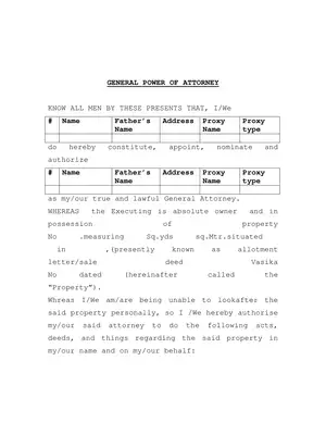 Haryana General Power of Attorney Deed Template