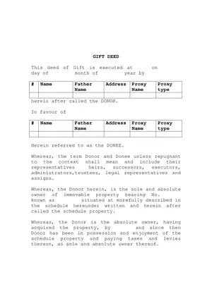 Haryana Gift Deed Template