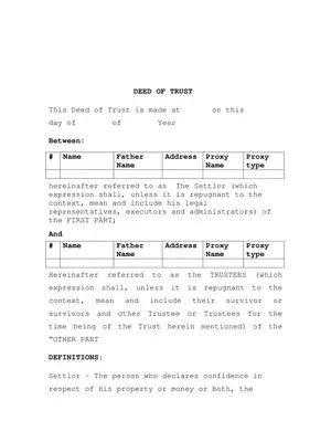 Haryana Trust Deed Template