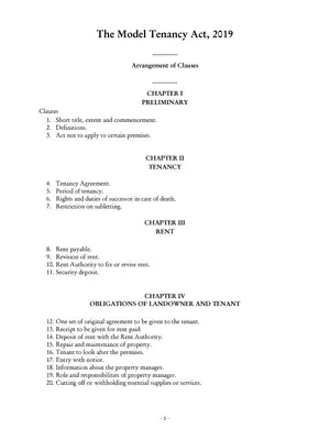 Model Tenancy Act 2019 (Draft)