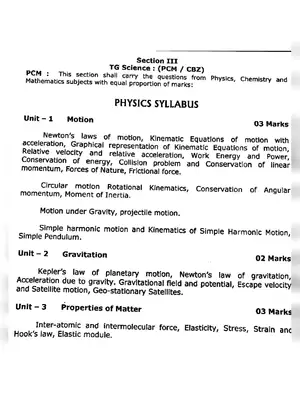 OSSTET Syllabus for TG Science (PCM/CBZ)