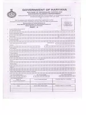 Post Matric Scholarship Form Haryana