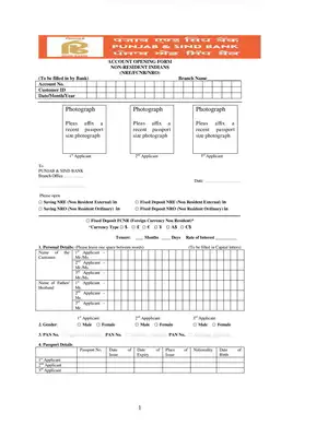 PSB Account Opening Form for NRI