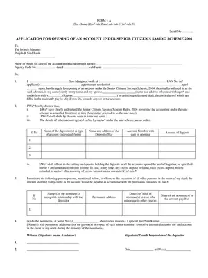 PSB Senior Citizen’s Saving Scheme Form