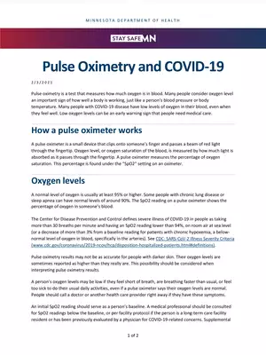 Pulse Oximeter Reading Chart