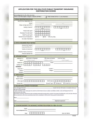 Transport Insurance Contribution Scheme Form Goa