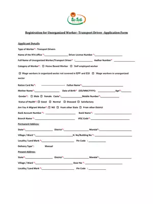 AP Unorganized Transport Workers Application Form