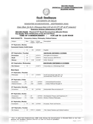 DU Sol UG Exam Date Sheet 2020