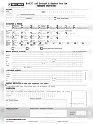 HDFC (Know Your Customer) KYC Application Form