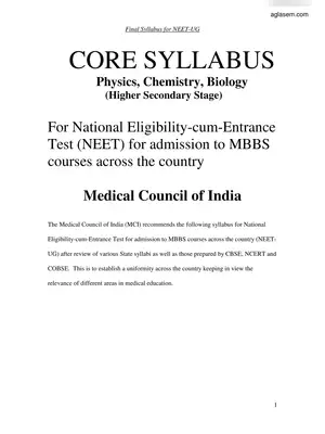 NEET 2021 Syllabus by NTA