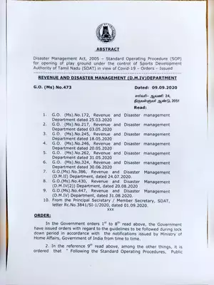 Tamilnadu Playground Re-opening Guidelines