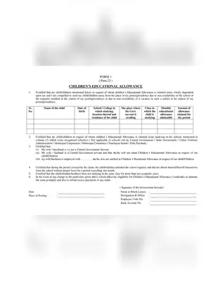 Children Education Allownace Form