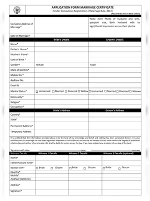 Court Marriage Form 2025