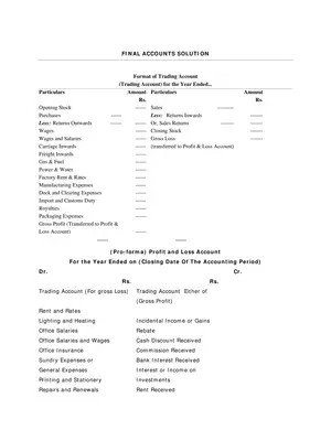 Final Accounts Format