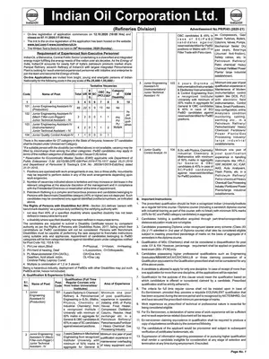 IOCL JE Recruitment Notification 2020