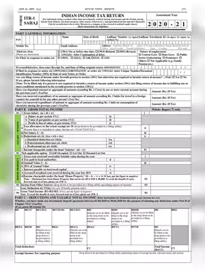 ITR-1 Sahaj Form 2020-21