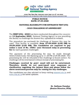 NEET 2020 Answer Key Challenge