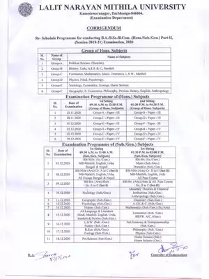 LMMU Part 2 Exam Date Sheet 2020