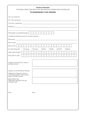 Axis Bank Signature Verification Form