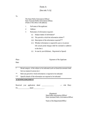 Haryana RTI Application Form