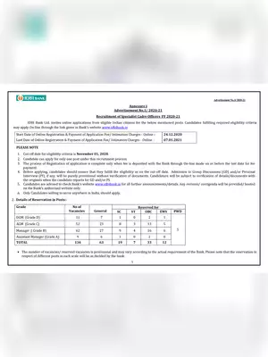 IDBI SCO Recruitment Notification 2021