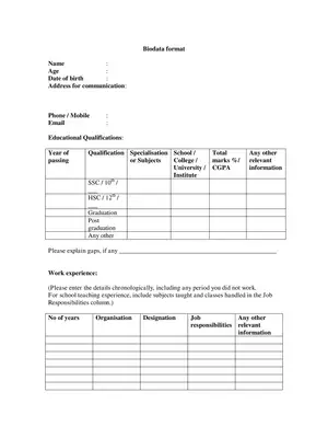 Biodata Form