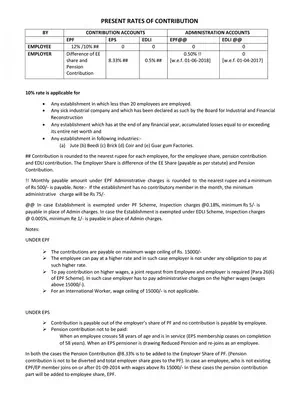 EPF Contribution Rate 2020-21