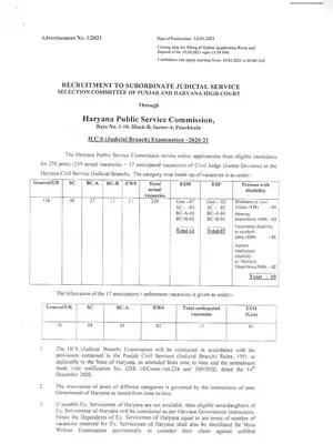 HPSC Judicial Service Recruitment 2021 Notification