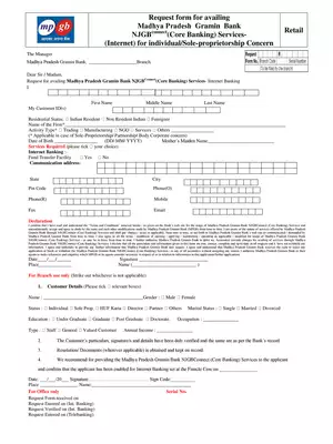 MP Gramin Bank Internet Banking Form