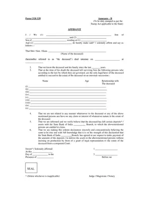 SBI Deceased Claim Form Affidavit