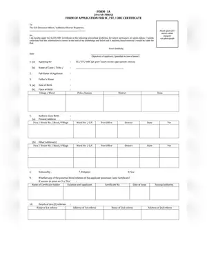 SC/ST/OBC Form West Bengal