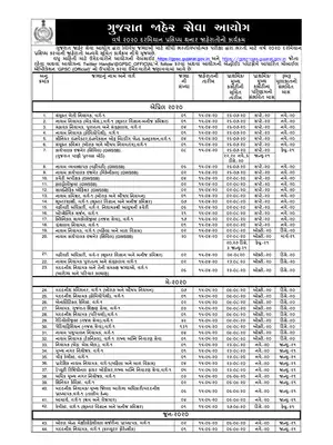 GPSC Calendar 2020-2021