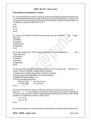 Industrial Relations and Labour Welfare MCQ