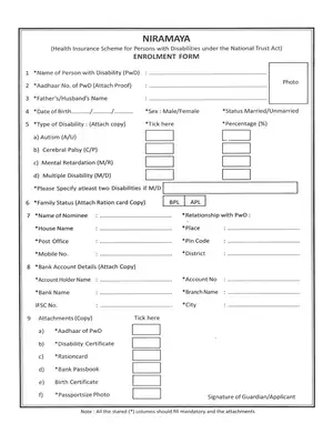 Niramaya Health Insurance Application Form Kerala