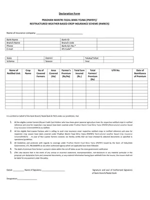 Pradhan Mantri Fasal Bima Yojana Form