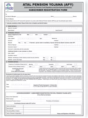 Atal Pension Yojana (APY) Form