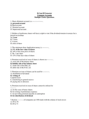 Contracts and Accounts MCQ with Answers