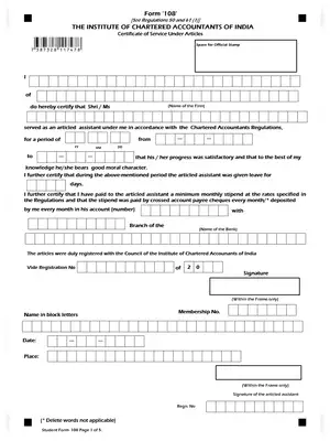 Form 108 ICAI