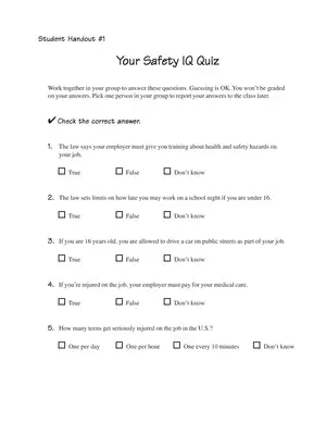 Safety Quiz Questions