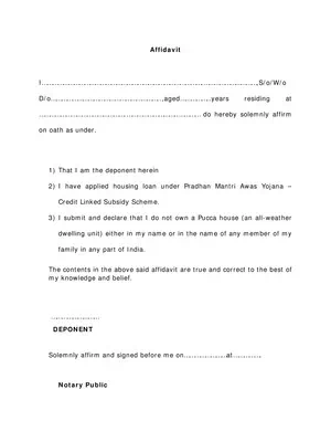 Bank of Baroda Affidavit Format